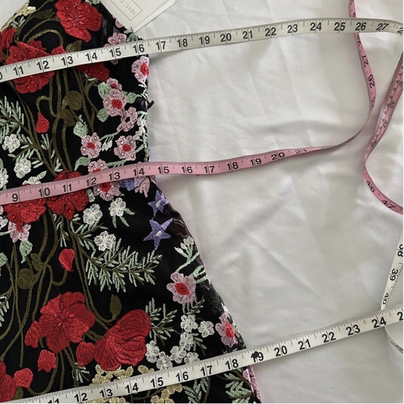 NWT $598 Mac Duggal [ 8 ] Floral Lace Embroidered Sweetheart Gown Black Red‎ - Picture 4 of 16